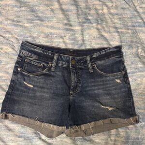 Suki Silver Jeans Distressed Shorts